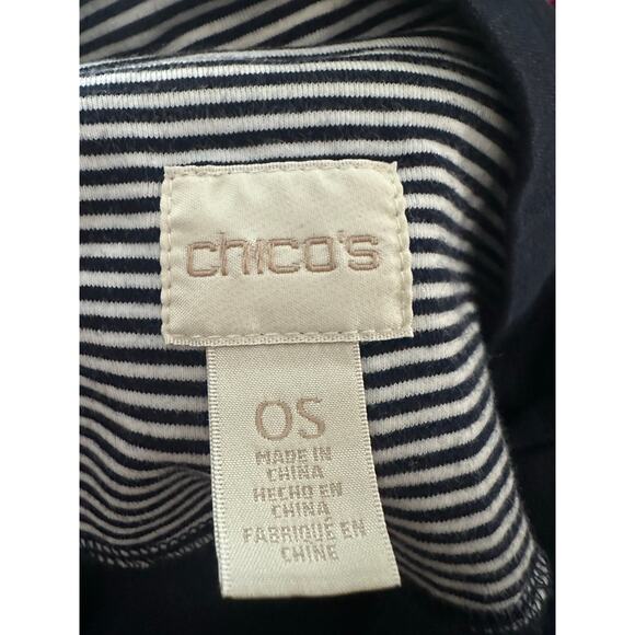 CHICO’S Elise Denim Cape Swing Jacket Nautical Preppy Oversized Old Money - Picture 7 of 8